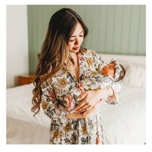Lifted Labor Luxury Birth Gown with Matching Baby Swaddle and Hat